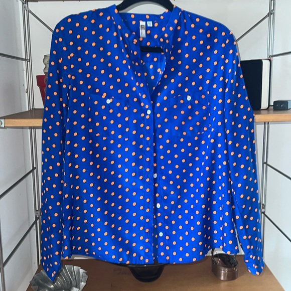 Kut from the Kloth Tops - Kut from the kloth 2 front pocket button up blouse royal blue orange polkadot XS